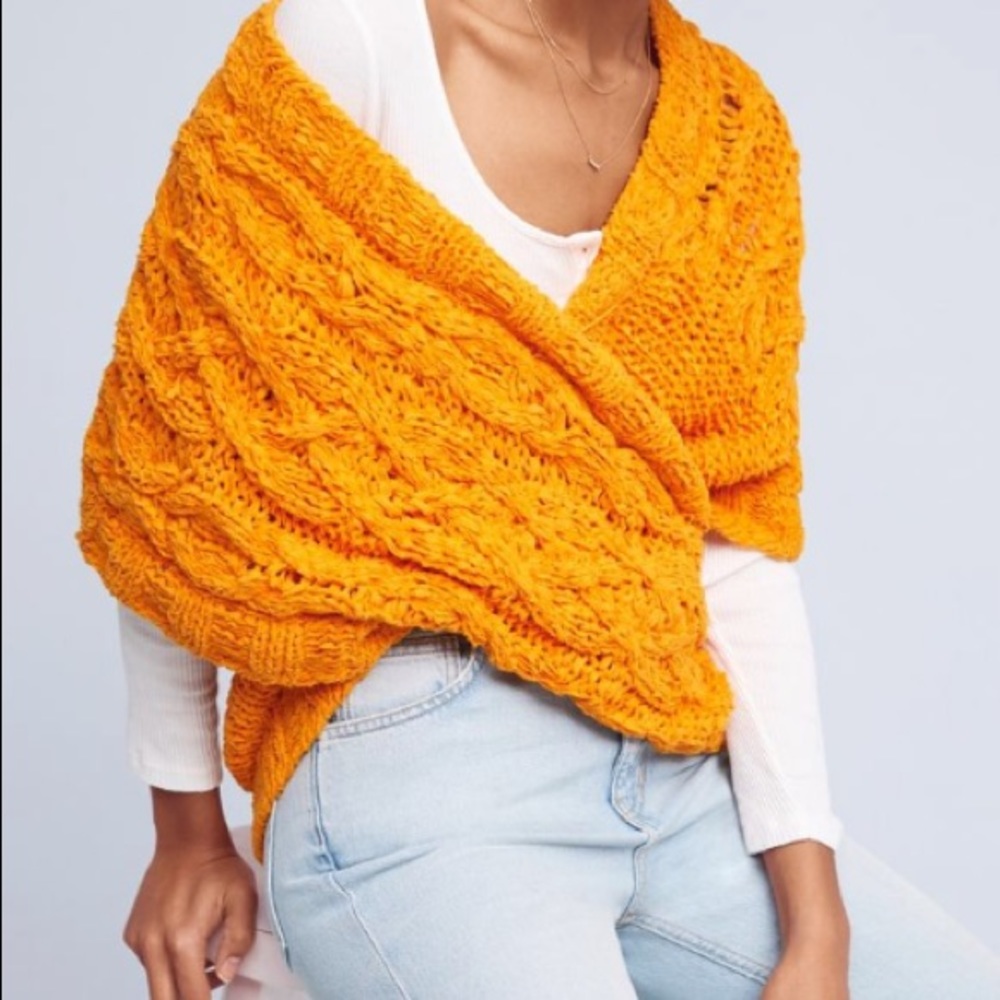 Anthropologie Cabled Crossover Wrap